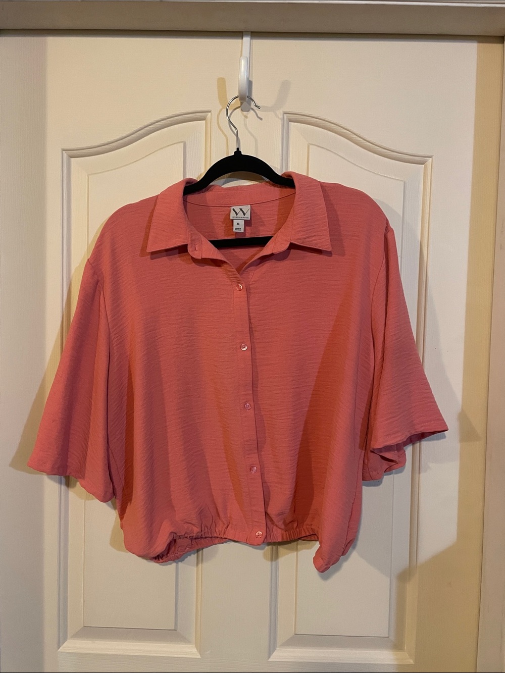 Worthington Coral Button-Front Cropped Shirt